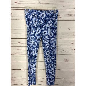 Lularoe Women's LEGGINGS One Size Wolf Design Blue‎ And White